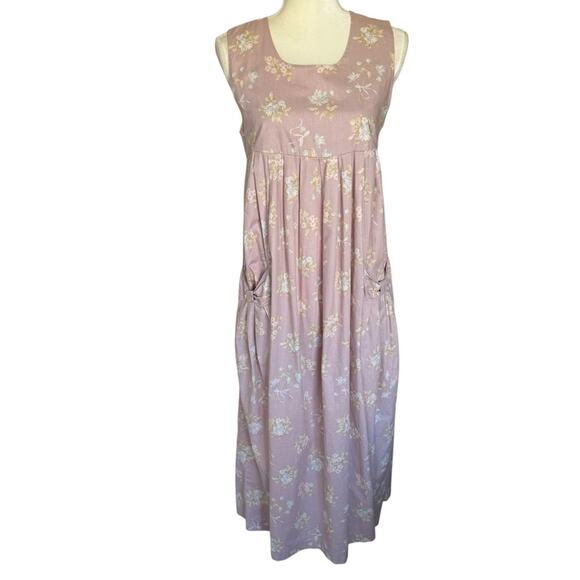 Rare Vintage Laura Ashley Pinafore Floral Sleeveless Pink Dress Size 4 - Picture 1 of 6